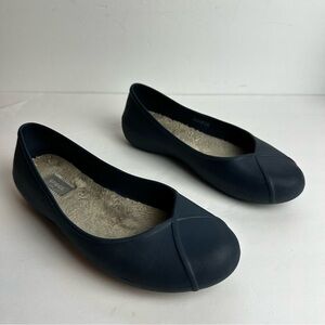 Crocs Olivia II Ballet Flats Women's 9 Navy Blue Faux Fur Lined Dual Comfort